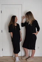 Load image into Gallery viewer, Long Sleeve Lounge Dress (Black)