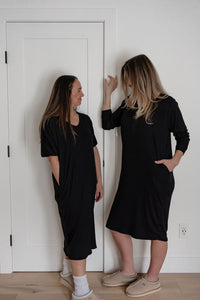 Long Sleeve Lounge Dress (Black)